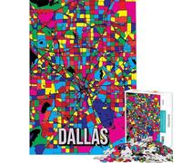 Puzzle per ragazzi da 1000 pezzi con mappa della città di Dallas in stile Pop Art Puzzle per adulti ideali per passare il tempo in casa una sfida educativa e divertente per tutta la famiglia 50x75cm