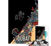 Puzzle per ragazzi da 1000 pezzi con mappa della città di Dubai gioco impossibile giocattolo avvincente per coltivare la pazienza regalo di compleanno divertente e spiritoso (dimensioni 38x52cm)