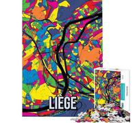Puzzle per ragazzi da 1000 pezzi con mappa della città di Liegi Belgio Gioco interattivo e stimolante ideale come regalo Una sfida impegnativa (dimensioni 38x52cm)