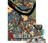 Puzzle per ragazzi da 1000 pezzi con mappa della città di Nijmegen Olanda Gioco impossibile giocattolo avvincente per coltivare la pazienza regalo di compleanno divertente e spiritoso (38x52cm)