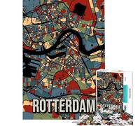 Puzzle per ragazzi da 1000 pezzi con mappa della città di Rotterdam puzzle artistico per adulti difficile lista dei desideri con Babbo Natale rompicapo giochi per famiglie 38x26cm