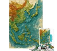 Puzzle per ragazzi da 1000 pezzi con mappa dettagliata dell'Asia Divertimento a casa attività per tutta la famiglia giocattolo antistress adatto a partire dai 14 anni 50x75cm
