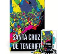 Puzzle per ragazzi da 1000 pezzi con mappa di Santa Cruz de Tenerife,gioco a incastro,stimolante per la mente,divertente e per il tempo libero,regalo di Natale (38x52cm)