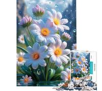 Puzzle per ragazzi da 1000 pezzi con margherite bianche e gocce d'acqua Un gioco avvincente per coltivare la pazienza un rompicapo perfetto per decorare e regalare qualcosa di divertente (38x26cm)