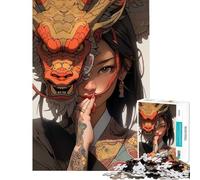 Puzzle per ragazzi da 1000 pezzi con maschera da geisha e drago sfida educativa per migliorare la memoria gioco divertente per ragazzi dai 14 anni in su 50x75cm