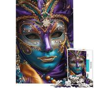 Puzzle per ragazzi da 1000 pezzi con maschera veneziana decorata per il Carnevale primo piano ideale per compleanni e Natale Gioco impegnativo e stimolante per ragazzi dai 14 anni in su (38x26cm)