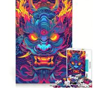 Puzzle per ragazzi da 1000 pezzi con maschera Yokai giapponese al neon gioco pratico per divertimento in famiglia ideale come regalo per tutta la famiglia 50x75cm