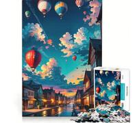 Puzzle per ragazzi da 1000 pezzi con mongolfiere sopra la città gioco rilassante antistress regalo di compleanno o originale 38x26cm