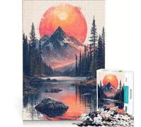 Puzzle per ragazzi da 1000 pezzi con montagna lago e tramonto gioco pratico per divertimento in famiglia ideale come regalo per tutta la famiglia 38x52cm