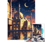 Puzzle per ragazzi da 1000 pezzi con moschea e scena notturna sfida educativa giocattolo decorativo per la casa adatto a ragazzi dai 14 anni in su (38x52cm)
