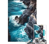 Puzzle per ragazzi da 1000 pezzi con motivo costa rocciosa e onde giocattolo fai-da-te per la decorazione della casa ideale come regalo per tutta la famiglia (dimensioni 50x75cm)