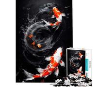 Puzzle per ragazzi da 1000 pezzi con motivo di carpe koi vorticose ideale per stimolare la mente e creare un gioco di assemblaggio e decorazione da parete (38x52cm)