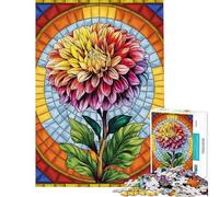 Puzzle per ragazzi da 1000 pezzi con motivo floreale di dalia radiosa in stile vetrata ideale per adulti e famiglie Un'ottima idea regalo per tutta la famiglia (dimensioni 38x52cm)