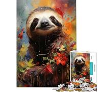 Puzzle per ragazzi da 1000 pezzi con motivo floreale tropicale e bradipo Difficile e stimolante con analisi e logica Giocattolo decorativo per la casa adatto a ragazzi dai 14 anni in su (38x52cm)