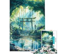 Puzzle per ragazzi da 1000 pezzi con motivo foresta e santuario di Kami Gioco rompicapo per allenare la mente e la velocità delle mani (dimensioni 38x52cm)