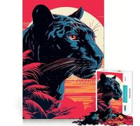 Puzzle per ragazzi da 1000 pezzi con motivo Pantera Nera,stampa Risograph,incastro perfetto Gioco creativo,ideale per il tempo libero e come regalo di Natale 38x52cm