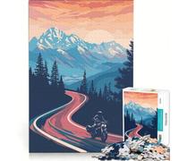 Puzzle per ragazzi da 1000 pezzi con moto montagna e strada gioco interattivo attività divertenti da fare a casa con poster e foglio di curiosità abbinati 38x52cm