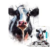 Puzzle per ragazzi da 1000 pezzi con mucca ad acquerello gioco per famiglie giocattolo avvincente per coltivare la pazienza ottimo regalo per chi ama giocare e migliorare la memoria (50x75cm)