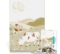Puzzle per ragazzi da 1000 pezzi con mucca al pascolo,arte minimalista,gioco a incastro,stimolante per la mente,divertimento e svago,regalo di Natale (50x75cm)