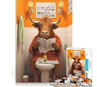 Puzzle per ragazzi da 1000 pezzi con mucca delle Highlands e il gabinetto gioco educativo decorazione perfetta lista dei desideri con Babbo Natale 38x26cm