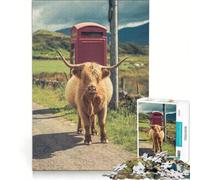 Puzzle per ragazzi da 1000 pezzi con mucca delle Highlands e isola di Mull gioco impossibile divertente antistress ideale come regalo 38x52cm