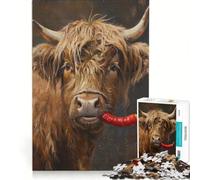 Puzzle per ragazzi da 1000 pezzi con mucca delle Highlands e peperone rosso gioco rilassante decorazione per la casa adatto per la decorazione della scrivania 38x52cm