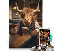 Puzzle per ragazzi da 1000 pezzi con mucca delle Highlands nella taverna gioco impossibile divertente antistress ideale come regalo 38x26cm