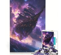 Puzzle per ragazzi da 1000 pezzi con nave fantasy che solca il mare cosmico, gioco per famiglie, assemblaggio di figure, per rafforzare l'amore tra le coppie 38x26cm