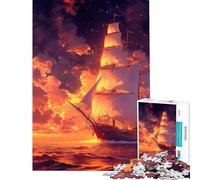 Puzzle per ragazzi da 1000 pezzi con nave pirata e paesaggio puzzle per adulti gioco rompicapo taglio di precisione regalo di Natale e compleanno (dimensioni 38x26cm)