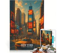 Puzzle per ragazzi da 1000 pezzi con New York Times Square, regalo di compleanno con poster abbinato e foglio di curiosità, 38x26cm