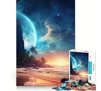 Puzzle per ragazzi da 1000 pezzi con oceano blu e cielo notturno,disegno dai bordi precisi,gioco divertente per concentrarsi,momento di relax,regalo di Natale rilassante 38x52cm