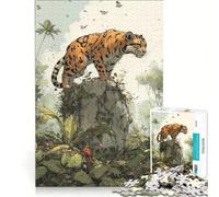 Puzzle per ragazzi da 1000 pezzi con ocelot nella giungla gioco rilassante decorazione da parete regalo per amici e familiari 38x26cm