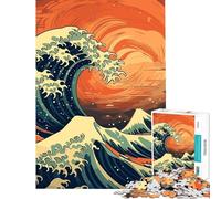 Puzzle per ragazzi da 1000 pezzi con onde giganti puzzle giapponese gioco per famiglie ideale per le vacanze a casa per passare il tempo regalo di Natale o di compleanno (dimensioni 38x52cm)