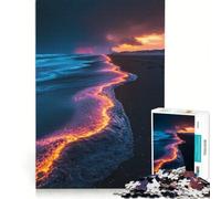 Puzzle per ragazzi da 1000 pezzi con onde infuocate su una spiaggia di sabbia nera, gioco impossibile, divertente antistress, ideale come regalo 38x52cm