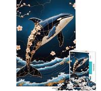 Puzzle per ragazzi da 1000 pezzi con orca arte Kintsugi ideale per compleanni e Natale per rafforzare i ricordi Giocattolo decorativo da parete adatto a persone dai 14 anni in su (38x26cm)