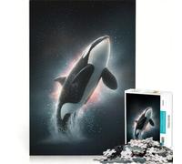 Puzzle per ragazzi da 1000 pezzi con orca che salta nello spazio antistress rilassante e stimolante per la mente gioco unico e stimolante 50x75cm