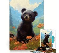 Puzzle per ragazzi da 1000 pezzi con orsetto,senza tagli di alta qualità,divertente gioco di logica e abilità,facile da giocare,ideale per decorazioni natalizie (38x52cm)