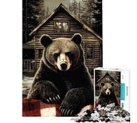 Puzzle per ragazzi da 1000 pezzi con orso davanti alla capanna Aiuta ad allenare la mente Sfida impegnativa Gioco per famiglie adatto a partire dai 14 anni (38x52cm)