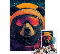 Puzzle per ragazzi da 1000 pezzi con orso e occhiali da sci Un gioco rilassante perfetto per le vacanze a casa e per passare il tempo Ideale come regalo (dimensioni 38x26cm)