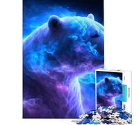 Puzzle per ragazzi da 1000 pezzi con orso polare e nebulosa giocattolo educativo decorazione perfetta regalo di compleanno (dimensioni 50x75cm)