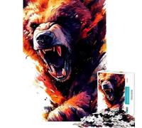 Puzzle per ragazzi da 1000 pezzi con orso ruggente e grafica digitale sfida impegnativa da completare regalo di compleanno decorazione per la casa giocattolo per ragazzi dai 14 anni in su (50x75cm)