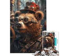 Puzzle per ragazzi da 1000 pezzi con orso steampunk e animali divertente attività da fare in casa giochi per passare il tempo durante le vacanze per ragazzi dai 14 anni in su (50x75cm)