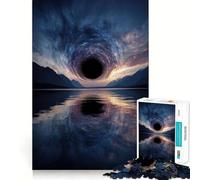 Puzzle per ragazzi da 1000 pezzi con paesaggio a forma di buco nero sull'acqua e riflesso,incastro perfetto Giocattolo creativo,ideale per il tempo libero e come regalo di Natale 38x52cm
