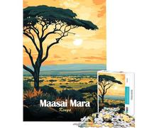 Puzzle per ragazzi da 1000 pezzi con paesaggio al tramonto del Maasai Mara Gioco impossibile giocattolo avvincente per coltivare la pazienza regalo di compleanno divertente e spiritoso (38x52cm)