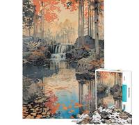 Puzzle per ragazzi da 1000 pezzi con paesaggio autunnale e cascata puzzle fai-da-te per adulti ideale per passare il tempo durante le vacanze o come regalo per tutta la famiglia (dimensioni 38x52cm)