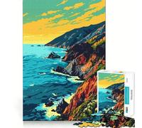 Puzzle per ragazzi da 1000 pezzi con paesaggio costiero di Big Sur,pezzi ben definiti,gioco intelligente,regalo,gioco per il tempo libero,scena natalizia (38x26cm)