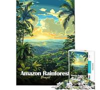 Puzzle per ragazzi da 1000 pezzi con paesaggio della foresta amazzonica del Brasile Puzzle artistico rilassante ideale per passare il tempo durante le vacanze o come regalo (dimensioni 38x26cm)