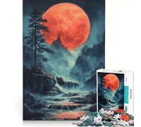Puzzle per ragazzi da 1000 pezzi con paesaggio della luna di sangue, giochi rilassanti, attività per famiglie, con poster abbinato e foglio di curiosità 50x75cm
