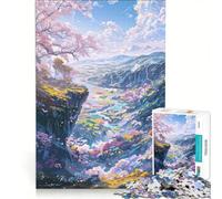 Puzzle per ragazzi da 1000 pezzi con paesaggio di ciliegi in fiore, gioco pratico, ideale per passare il tempo durante le vacanze, con poster e foglio di curiosità abbinati 50x75cm