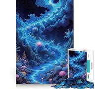 Puzzle per ragazzi da 1000 pezzi con paesaggio fantasy del fiume blu,incastro perfetto,gioco creativo,ideale per il tempo libero e come regalo di Natale 50x75cm